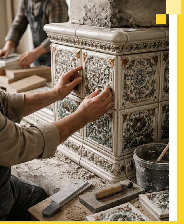 Изразцовые камины под ключ в Анапе: проект и монтаж