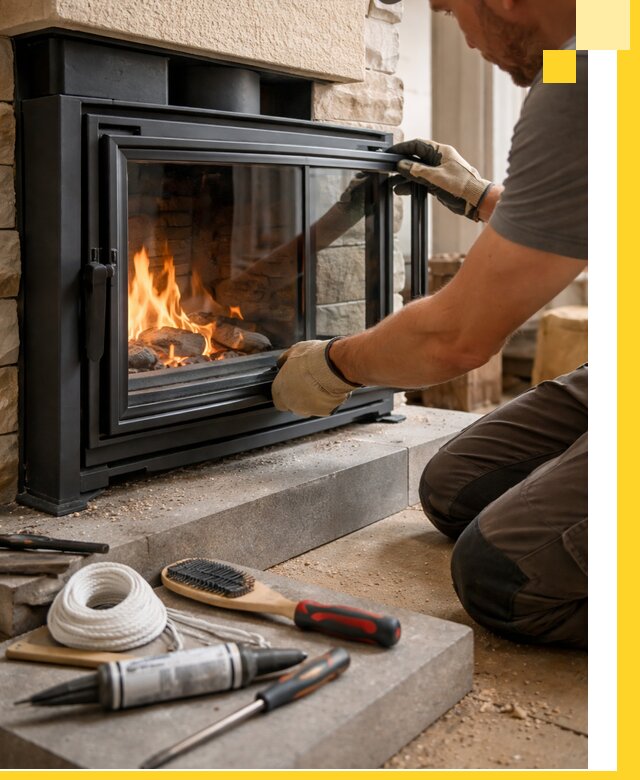 Производство, монтаж и доставка каминов со стеклом в Анапе