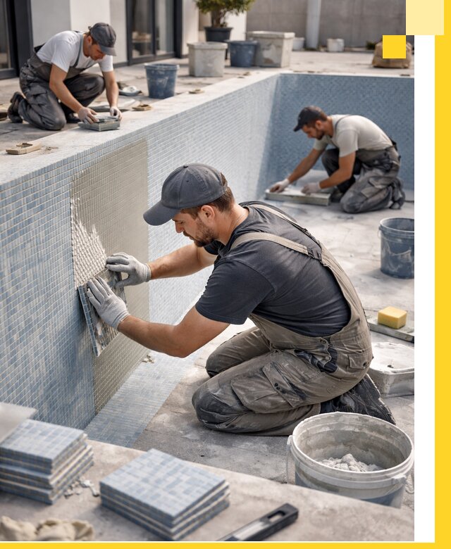 Облицовка бассейнов в Анапе плитка мозаика гидроизоляция