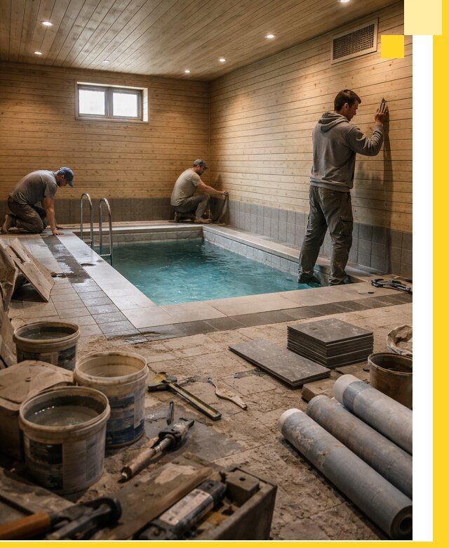 Строительство бани с бассейном и сауной под ключ в Анапе