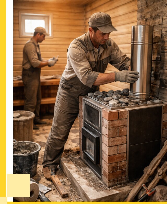 Монтаж печи в бане под ключ в Анапе от 20768 р. | ЭриданНпа