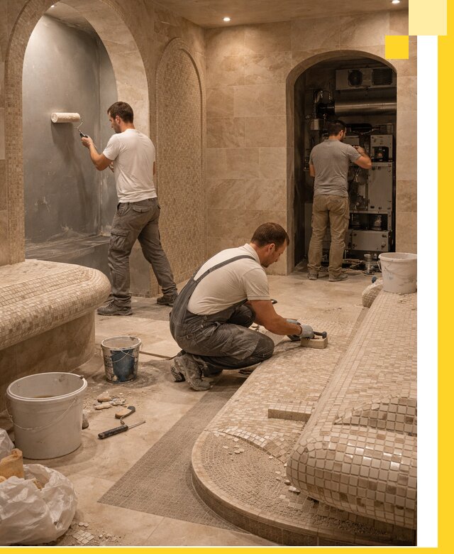 Строительство бани с хамамом и бассейном под ключ в Анапе