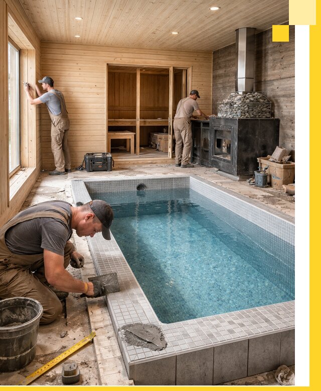 Проект бани с бассейном и сауной в Анапе под ключ