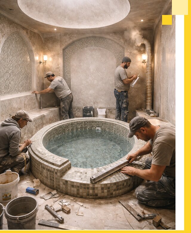 Профессиональное строительство хамама с бассейном в Анапе под ключ