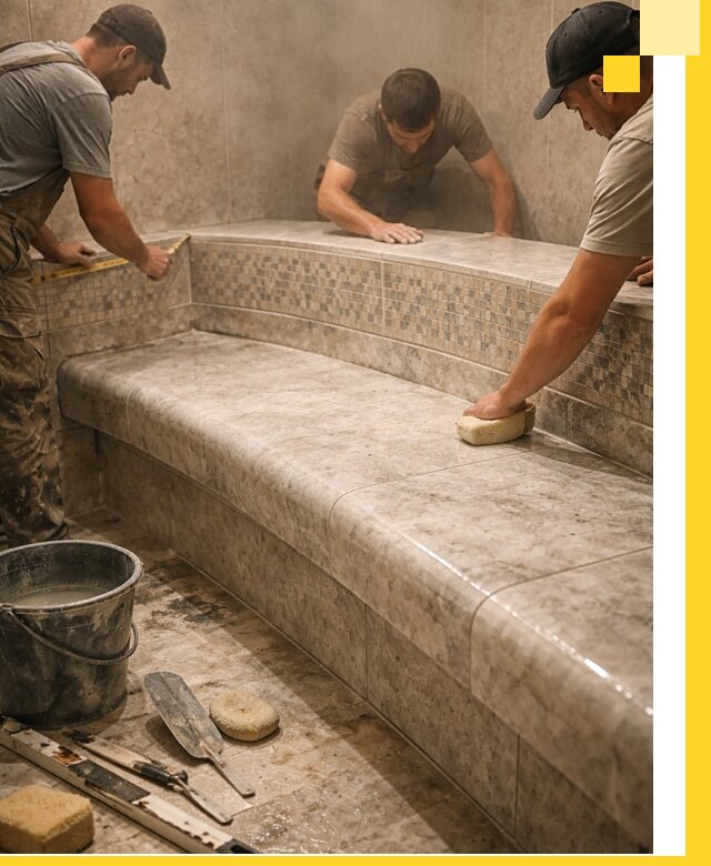 Изготовление и установка сидений для хамама в Анапе