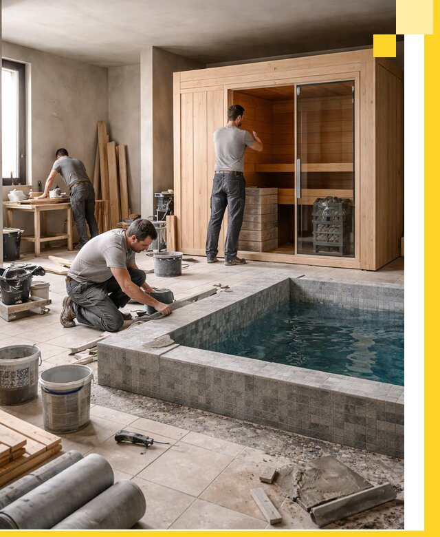 SPA зоны под ключ с бассейном сауной и печью в Анапе